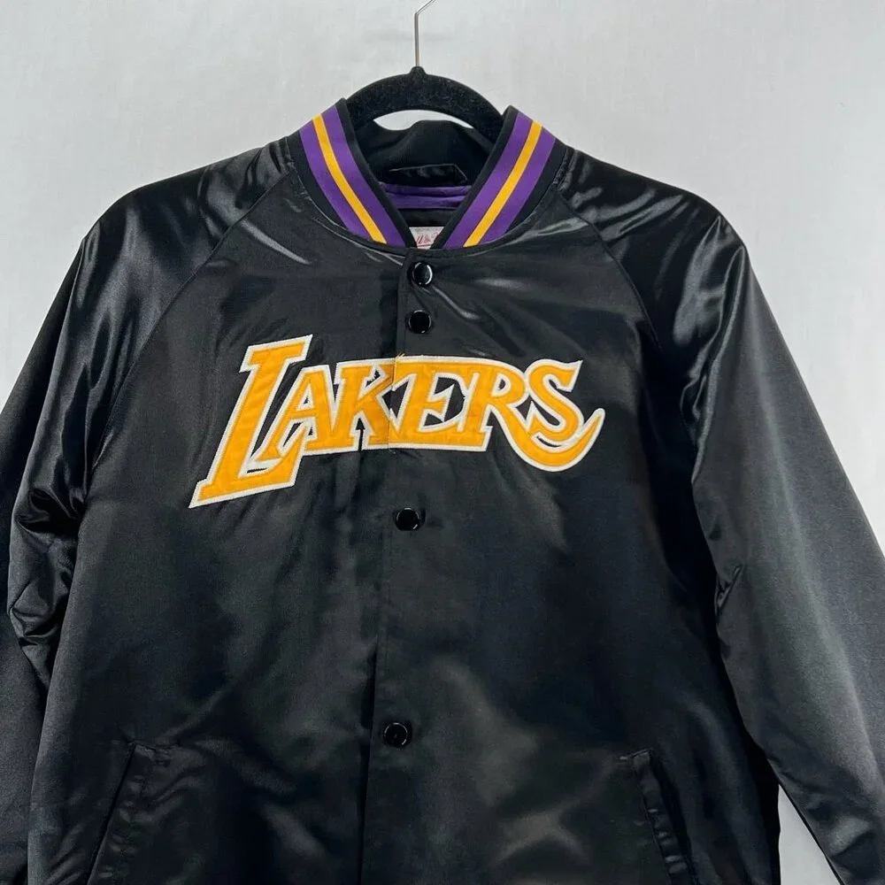 Mitchell & Ness Los Angeles Lakers Youth L 14/16 Varsity Jacket NBA Black/Purple - Picture 5 of 16